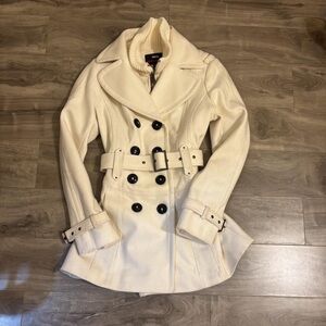Miss Sixty Ivory Trench Coat with Dark Buttons
